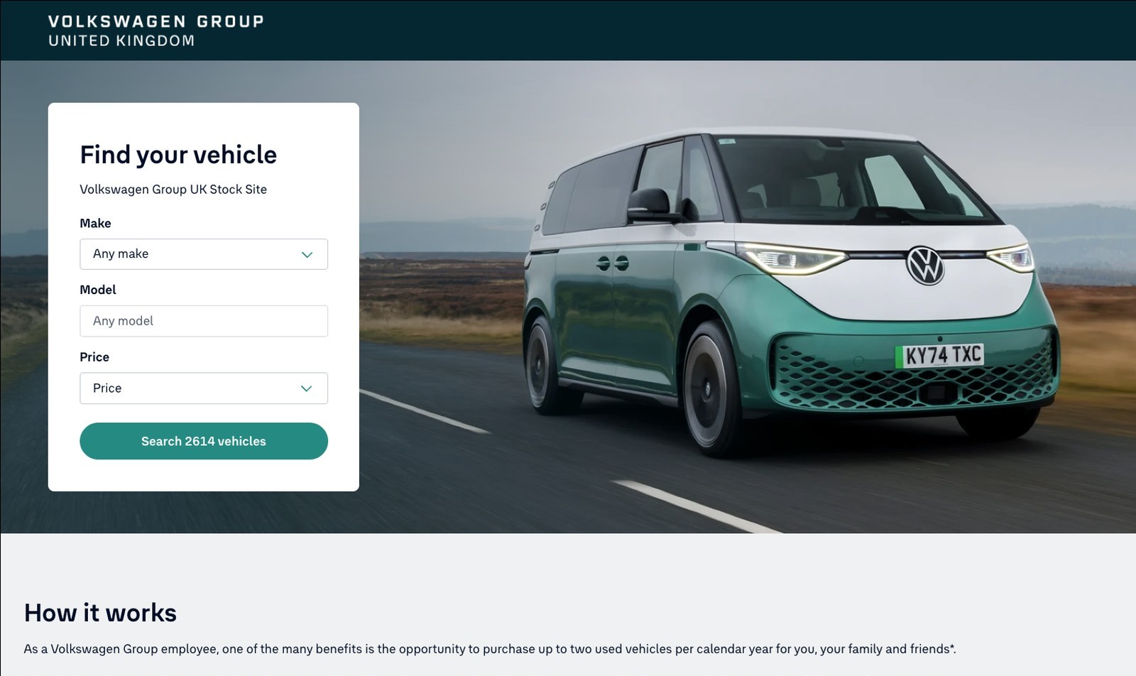 VW Group Used Staff Sales website